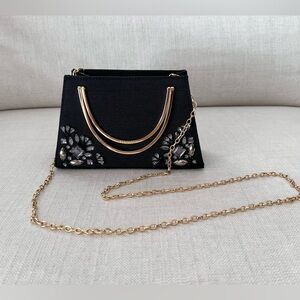 Ted Baker Black Clutch with Gold Chain